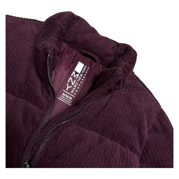 MARC New York CORDUROY Designer Winter Puffer Parka Jacket Coat Plum Medium - Picture 2 of 6